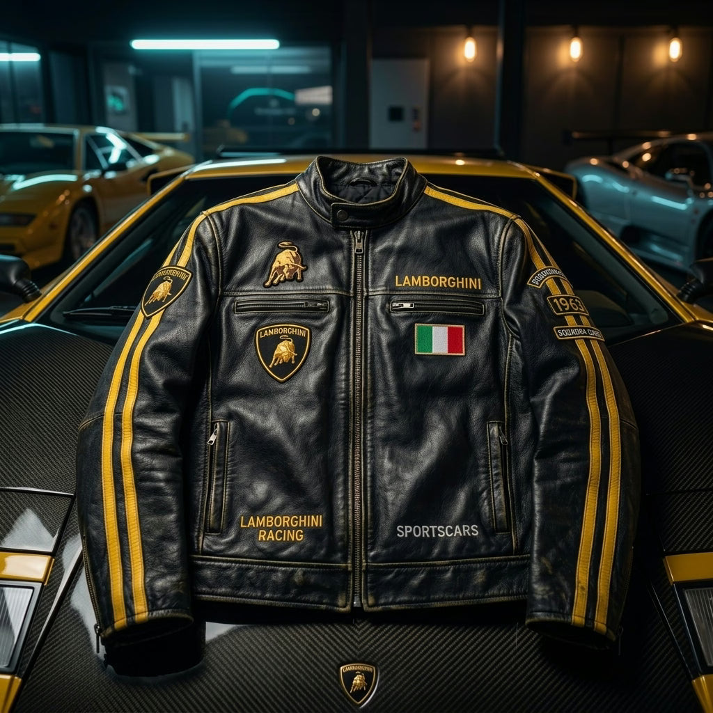 Lamborghini Vintage Racing Leather Jacket