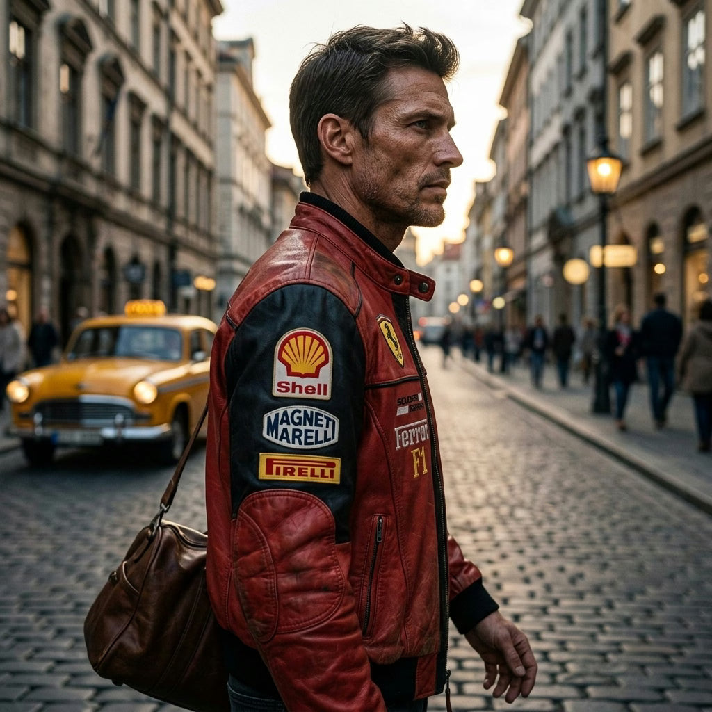 Ferrari F1 Vintage Racing Leather Jacket
