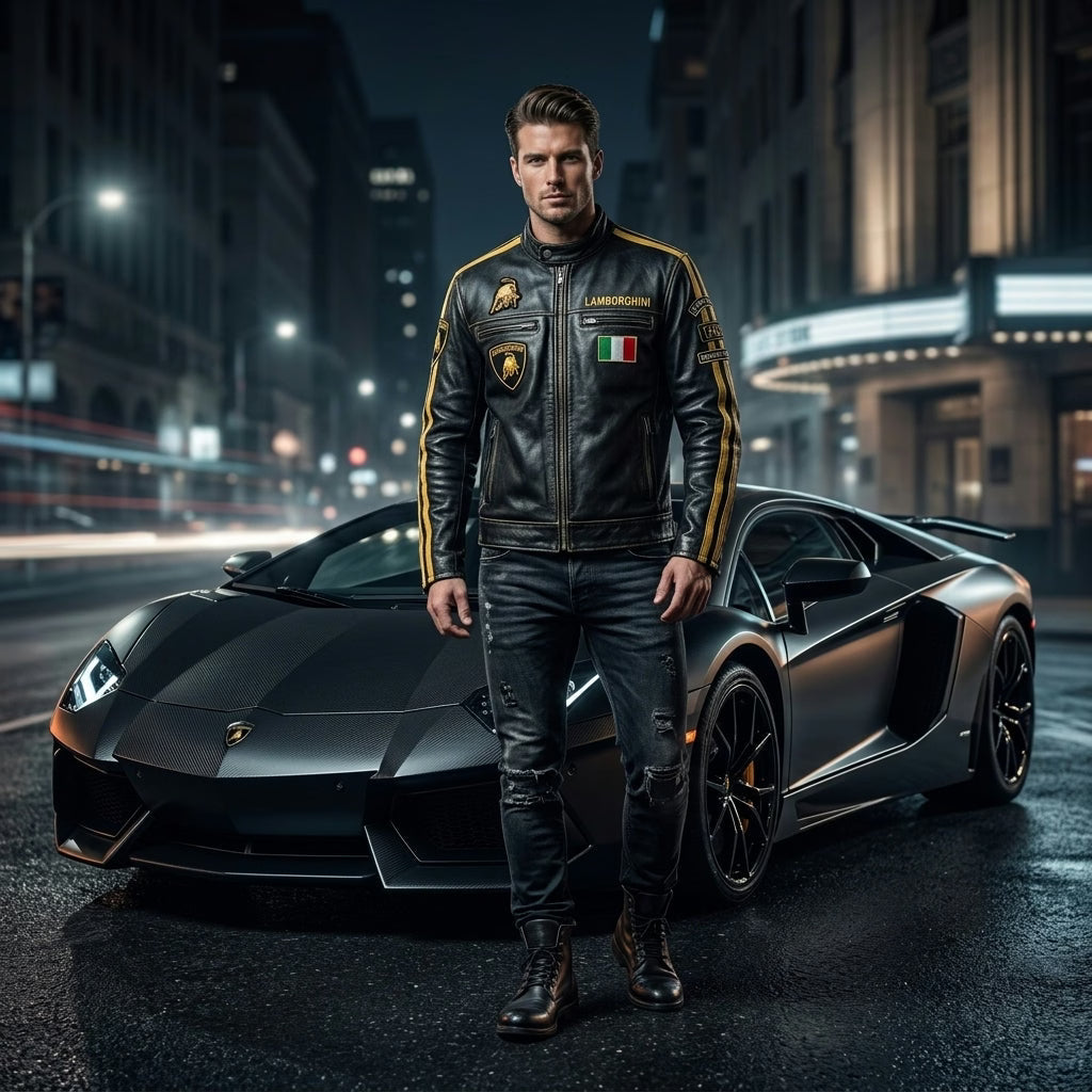 Lamborghini Vintage Racing Leather Jacket