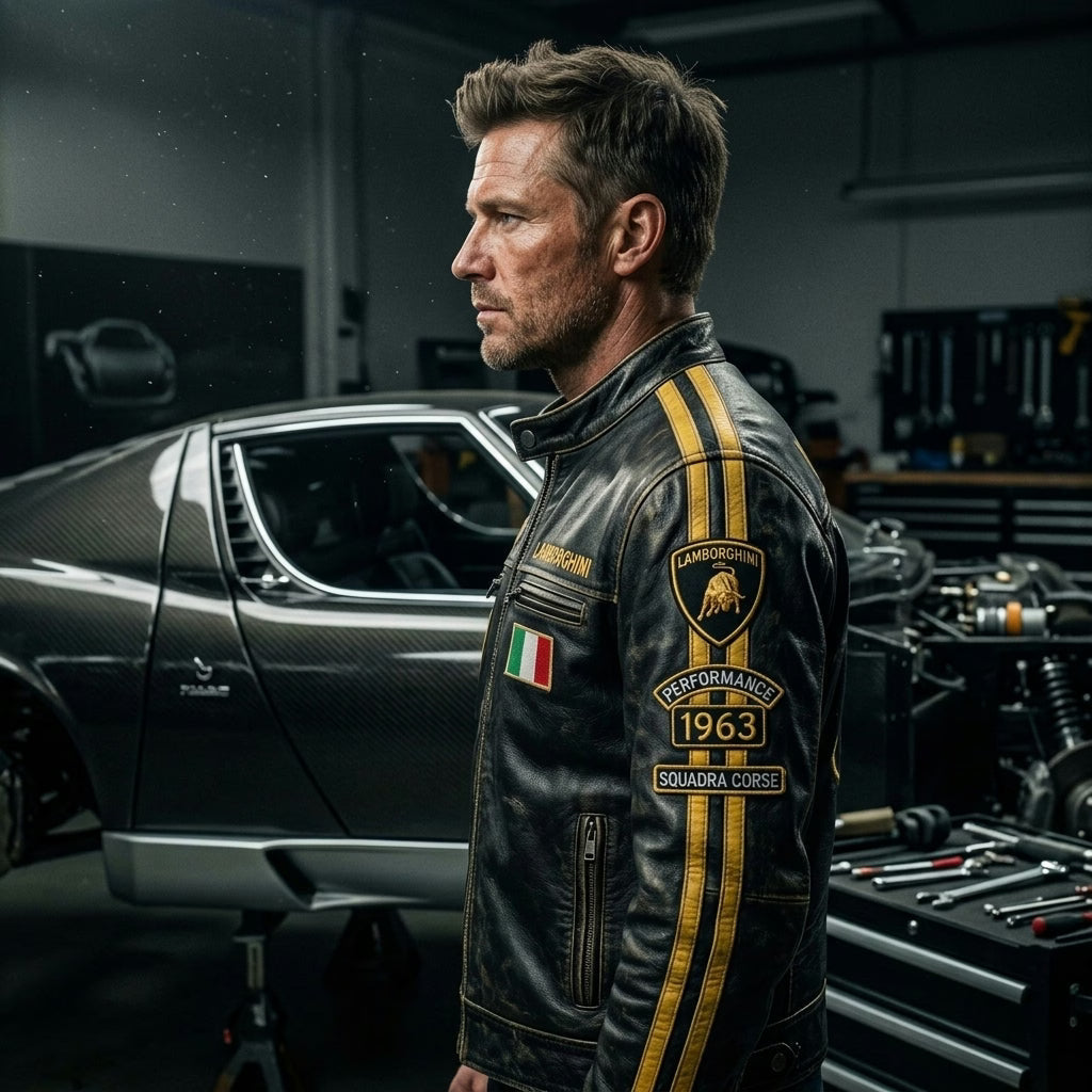 Lamborghini Vintage Racing Leather Jacket