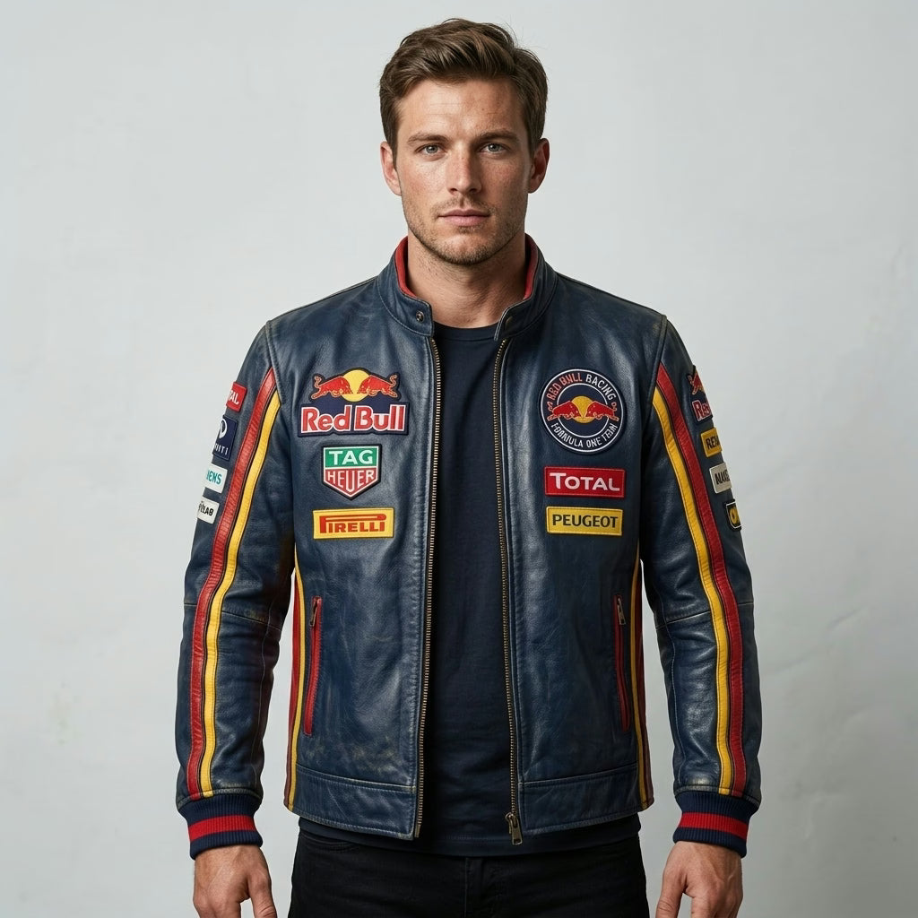 Red Bull Racing Vintage Leather Jacket - F1 Apparel